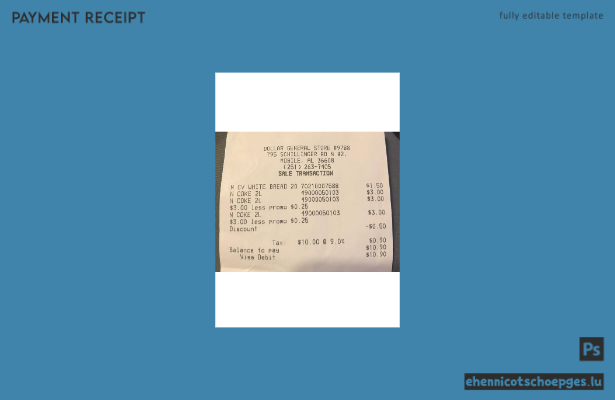 Vorschau eines Zahlungsschecks von Dollar General Store